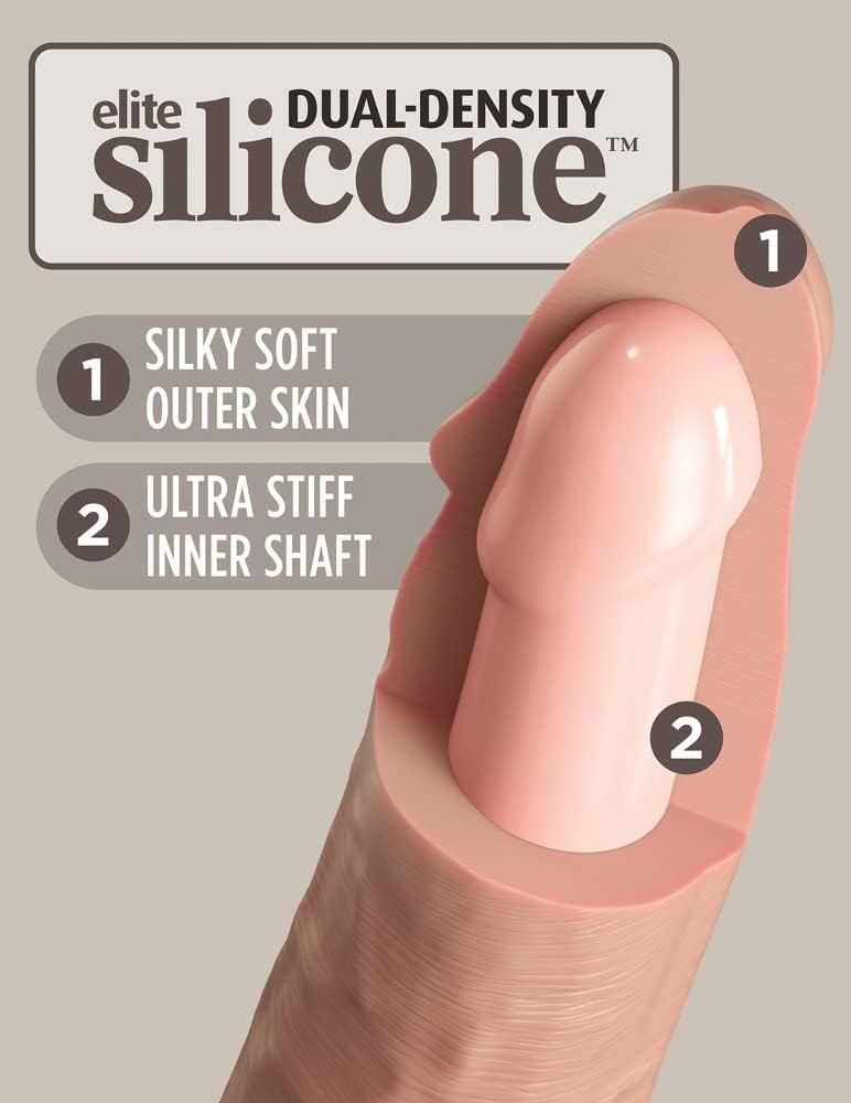 King Cock Elite 9" Vibrating Silicone Dual Density Cock Dildo - Light Flesh (with Remote)